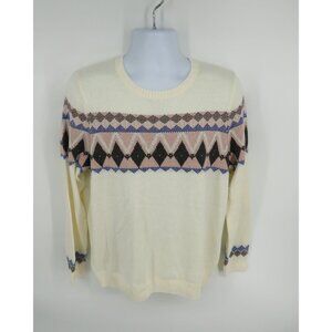 Charter Club Women's XL Vanilla Bean Geometric Pattern Sweater NWT $59.50